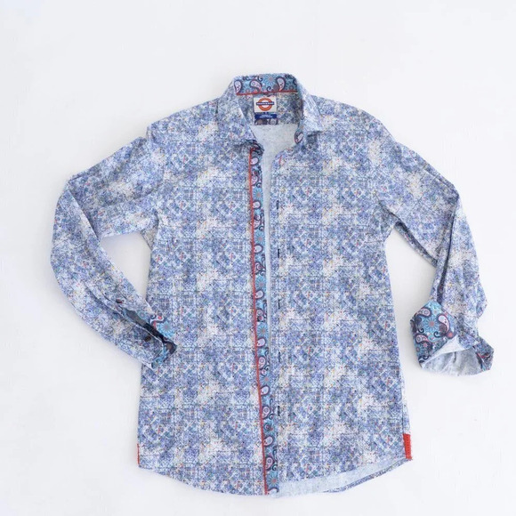 Jermyn and Bond "Modern Fit" Paint Splash  Button Up Long Sleeve Shirt - Picture 11 of 11